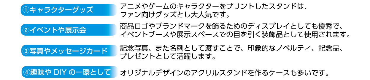 アクリルスタンドの特徴サブ