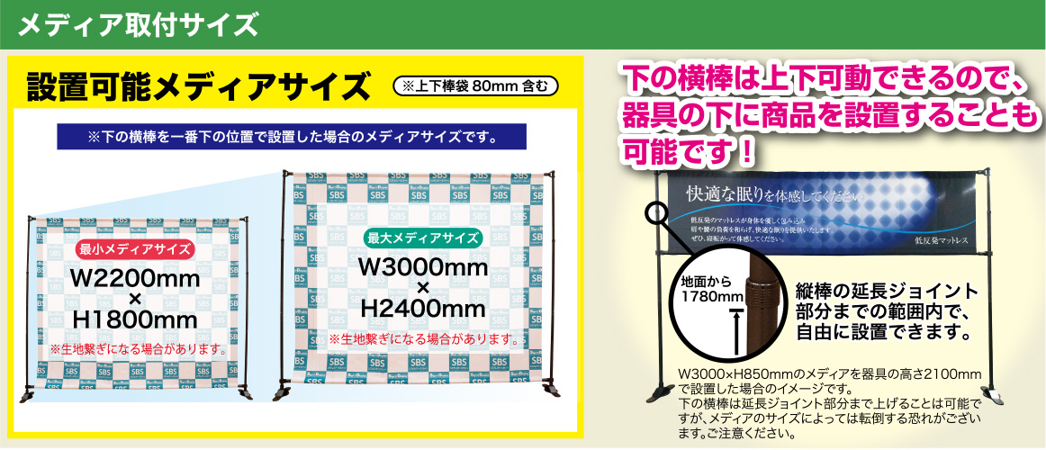メディア取付サイズ