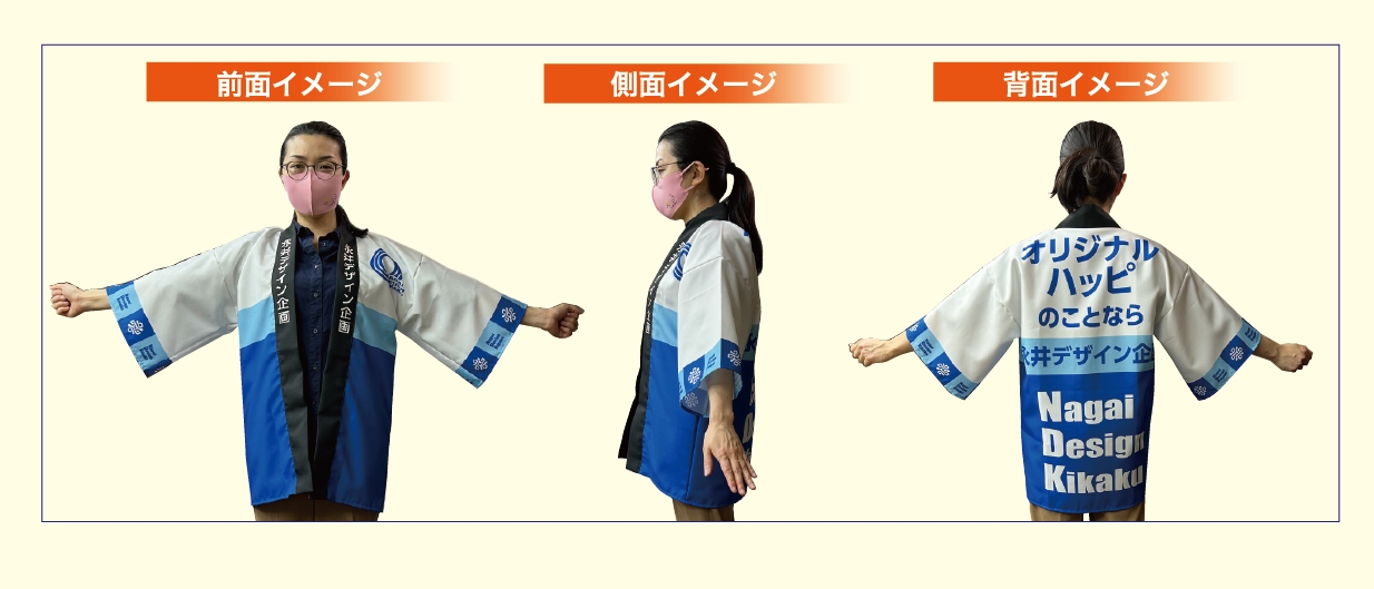 前面イメージ、側面イメージ、背面イメージ