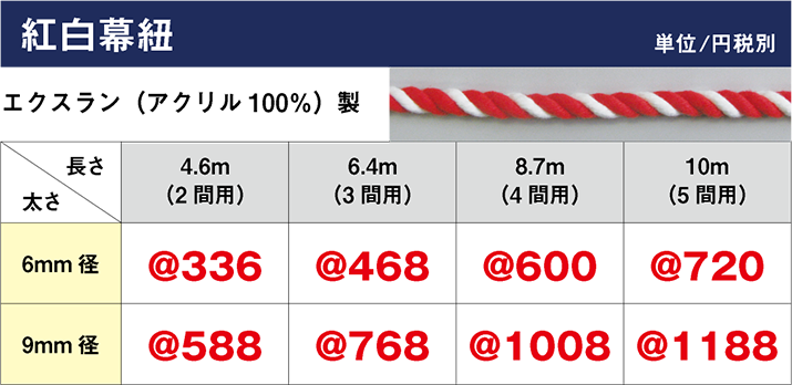 2022A/W新作送料無料 青白紐 5間用 太さφ8mm×約10ｍ